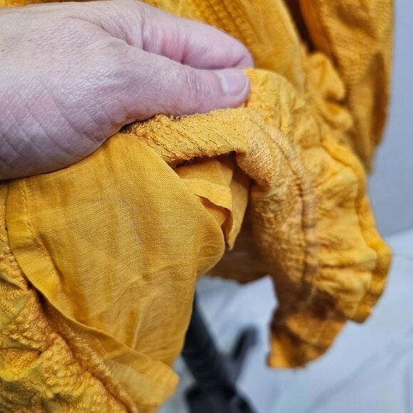 Tularosa Golden Yellow Lisa Blouson Embroidered Ruffle Mini Dress Size Large - Picture 9 of 16